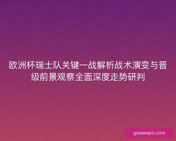 欧洲杯瑞士队关键一战解析战术演变与晋级前景观察全面深度走势研判