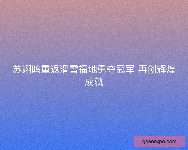 苏翊鸣重返滑雪福地勇夺冠军 再创辉煌成就