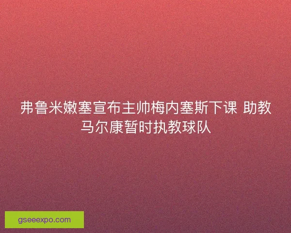 弗鲁米嫩塞宣布主帅梅内塞斯下课 助教马尔康暂时执教球队