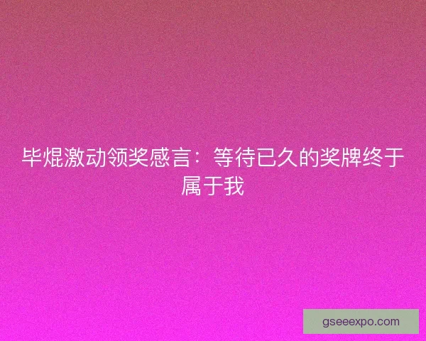 毕焜激动领奖感言:等待已久的奖牌终于属于我 毕焜激动领奖感言:等待已久的奖牌终于属于我