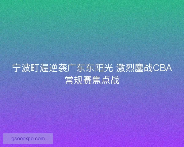 宁波町渥逆袭广东东阳光 激烈鏖战CBA常规赛焦点战 宁波町渥逆袭广东东阳光 激烈鏖战CBA常规赛焦点战