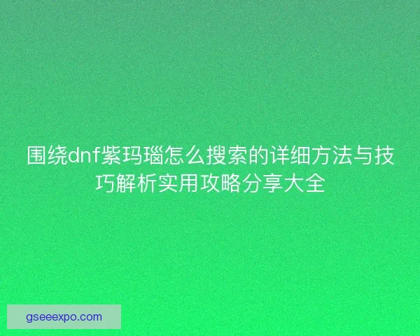 围绕dnf紫玛瑙怎么搜索的详细方法与技巧解析实用攻略分享大全