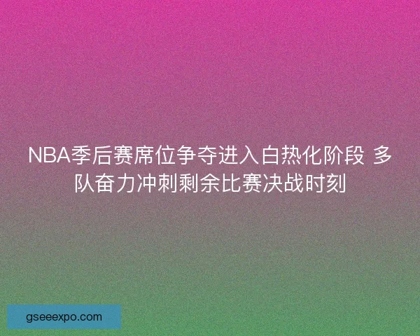 NBA季后赛席位争夺进入白热化阶段 多队奋力冲刺剩余比赛决战时刻 NBA季后赛席位争夺进入白热化阶段 多队奋力冲刺剩余比赛决战时刻